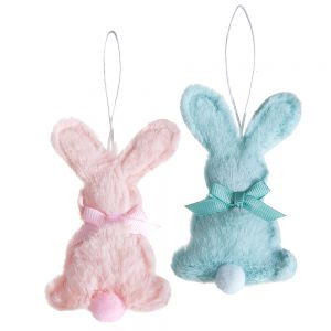 Zawieszka futerkowa dpCraft Króliczki 9cm, 1szt Pastel